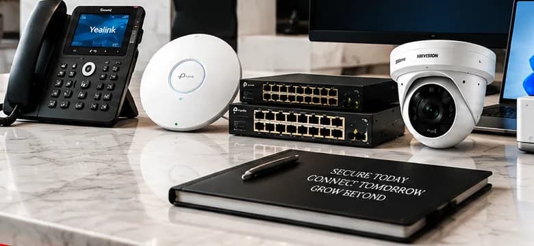 IP phone, Wi-Fi access point, network switches and CCTV camera